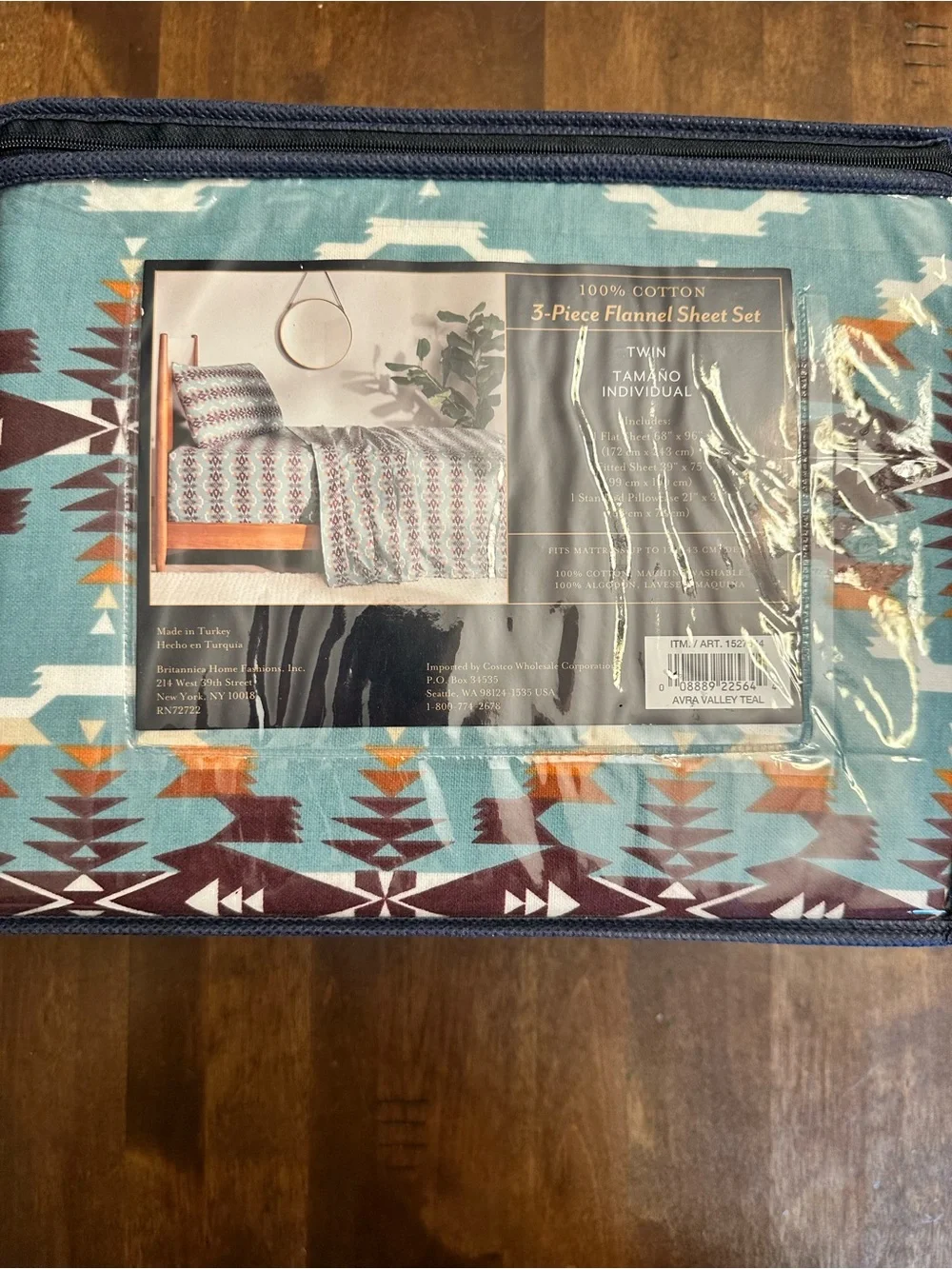 New Pendleton Twin 3 Piece Sheet Set Avra Valley Teal 100% Cotton